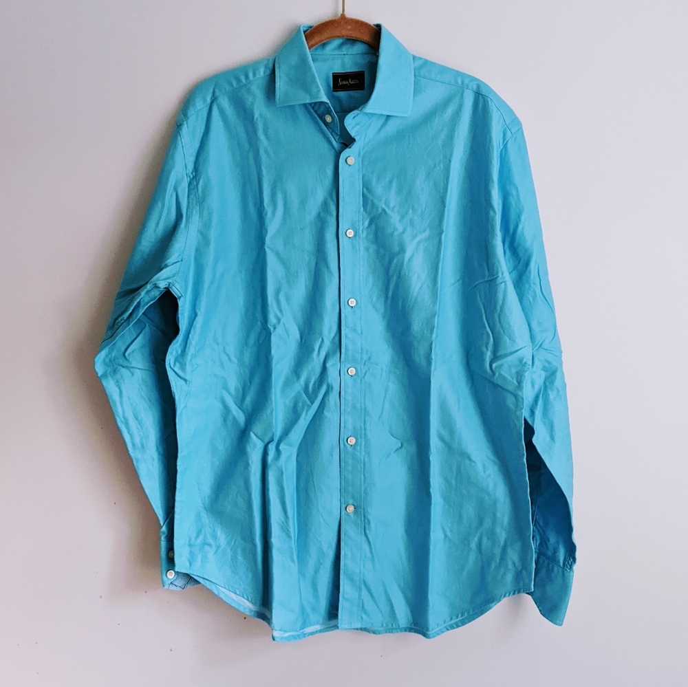 Neiman Marcus Light Blue Button Up Long Sleeve Men's Dress Shirt Size Large